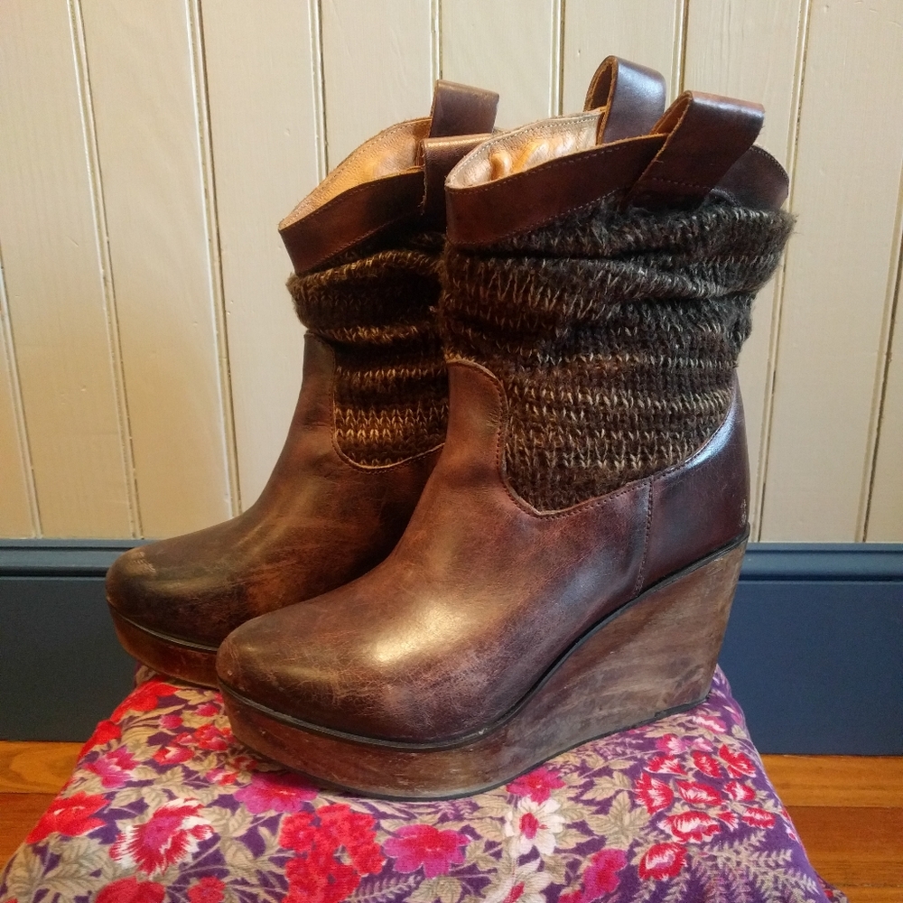 Bed Stu Wooden Heeled Slouch Boots